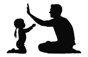 A Father with Child Silhouette Vector, Dad and Baby black Clipart vector