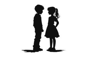 A brother and Sister Silhouette vector isolated on a white background