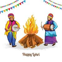 Happy lohri cultural festival of punjab background vector