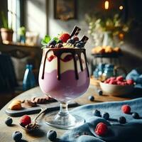 AI generated fresh berry drink dessert on the table AI Generative photo