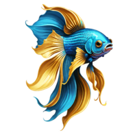 ai généré betta poisson bleu or conception illustration png