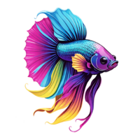 AI generated Betta fish multi color design illustration png