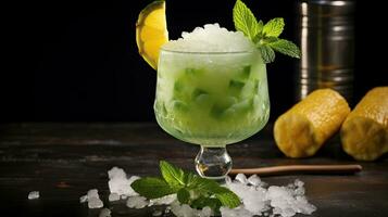 AI generated Sour candy cocktail with mint leaf AI Generative photo