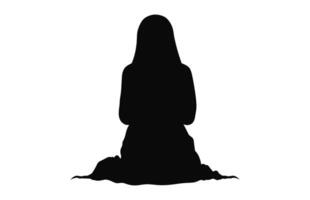 A Female Muslim Praying black Vector