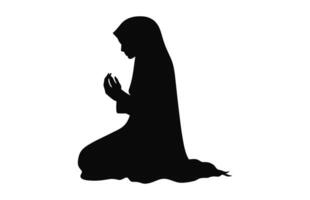 A Female Muslim Praying black Vector