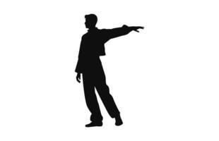 un Tai chi actitud negro silueta vector