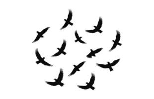 A Flock Flying Birds black Silhouette vector