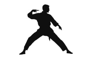 A Tai Chi Pose black Silhouette Vector isolated on a white background