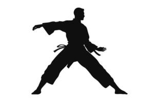 A Tai Chi Pose black Silhouette Vector isolated on a white background