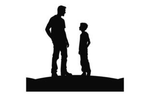 A Silhouette of Dad with son black Vector isolated on a white background