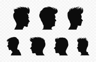 Various Male haircut vector black silhouette collection