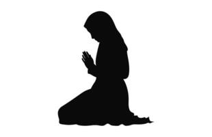 A Female Muslim Praying black Vector