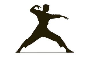 A Tai Chi Pose black Silhouette Vector isolated on a white background