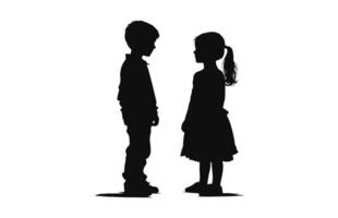 A brother and Sister Silhouette vector isolated on a white background