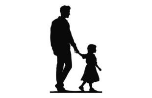 A Father with Son Silhouette vector isolated on a white background