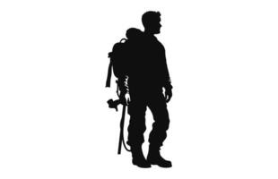 A Firefighter black silhouette vector isolated on a white background