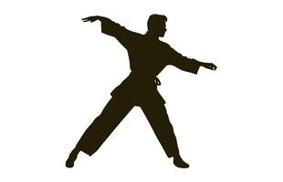 A Tai Chi Pose black Silhouette Vector isolated on a white background