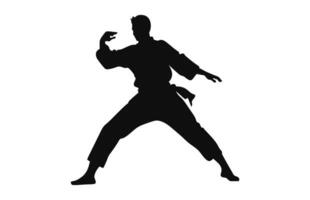 A Tai Chi Pose black Silhouette Vector isolated on a white background