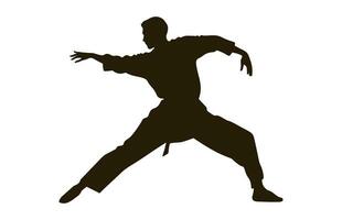 A Tai Chi Pose black Silhouette Vector isolated on a white background