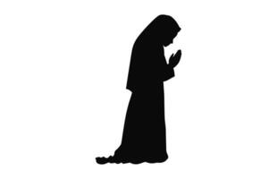 A Female Muslim Praying black Vector