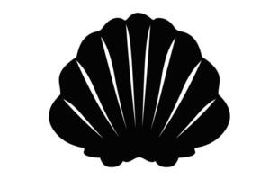 A Clam Seashell silhouette vector isolated on a white background