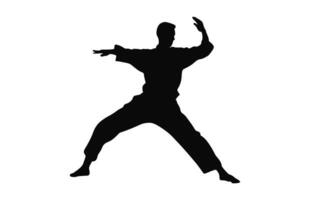 A Tai Chi Pose black Silhouette Vector isolated on a white background