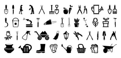 Set of gardening icons collection isolated on a white background. vector