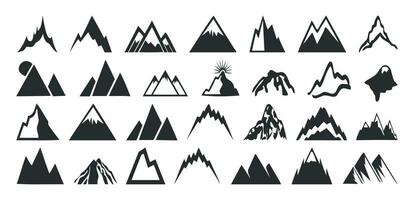 Logotype Mountain silhouette vector icon set collection.