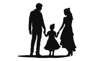 A Family black Silhouette vector, A Happy Family Clipart vector