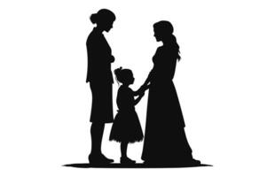 A Family black Silhouette vector, A Happy Family Clipart vector