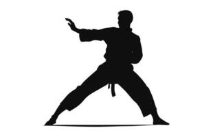 un Tai chi actitud negro silueta vector