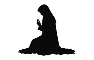 A Female Muslim Praying black Vector