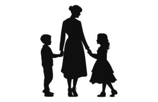 A Family black Silhouette vector, A Happy Family Clipart vector