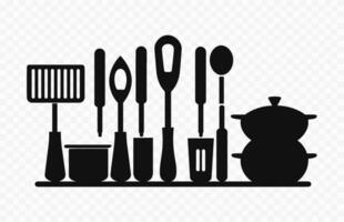 Kitchen tool Silhouette Vector collection, a Set of kitchen tools silhouette