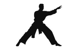 A Tai Chi Pose black Silhouette Vector isolated on a white background