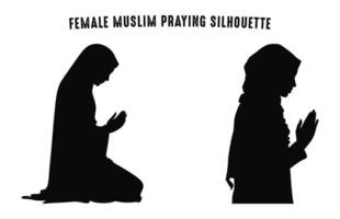 A Female Muslim Praying black Vector