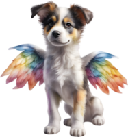 AI generated Watercolor dog Cupid. Ai-Generated. png