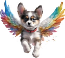 AI generated Watercolor dog Cupid. Ai-Generated. png