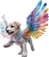 AI generated Watercolor dog Cupid. Ai-Generated. png