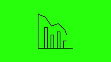 navigazione sfide dinamico animazione di discendente attività commerciale crescita infografica, svelare freccia dinamica e bar statistica su verde schermo sfondo. video