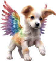 AI generated Watercolor dog Cupid. Ai-Generated. png