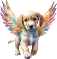 AI generated Watercolor dog Cupid. Ai-Generated. png