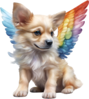 AI generated Watercolor dog Cupid. Ai-Generated. png