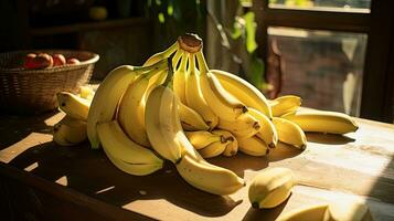 AI generated Portrait banana on the table with light exposure AI Generative photo