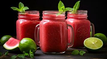 AI generated Fresh watermelon juice with mint leaf AI Generative photo