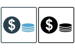 monedas icono. icono relacionado a físico divisa, financiero. sólido icono estilo. elemento ilustración vector