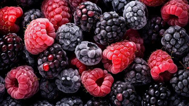AI generated Top view delicious raspberry AI Generative photo