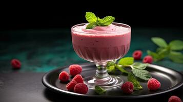 AI generated Delicious and smoothie dessert with creamy topping AI Generative photo