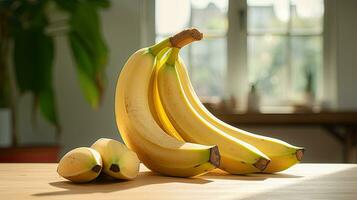 AI generated Portrait banana on the table with light exposure AI Generative photo