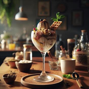 AI generated Delicious dessert on the table AI Generative photo